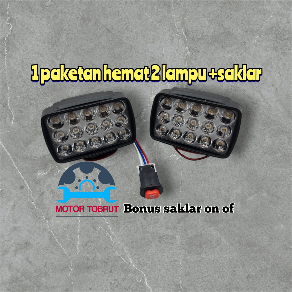 lampu led motor mobil lampu tembak led 15 mata / titik plus saklar hazard