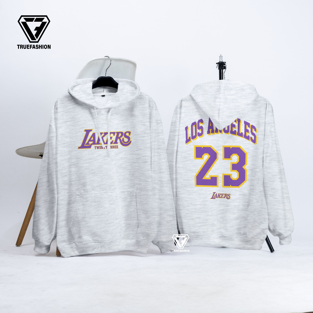 Original Tf - Oversize Hoodie Wanita Dan Pria Los Angeles 23 Lakers Jumper Sweatshirt Korean Style