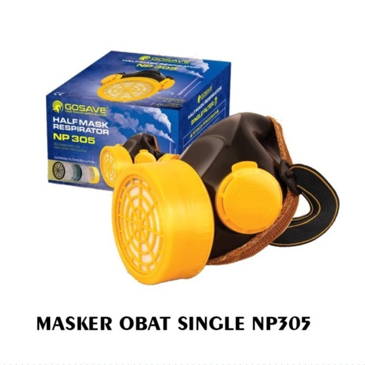 GOSAVE masker gas moncong babi respirator single filter NP305 hitam/mask
