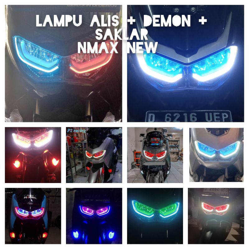 Paket lampu alis dan demon eye nmax new gratis saklar on off lampu utama
