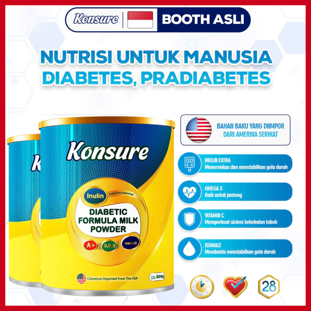 

[ 2 KALENG ] KONSURE SUSU DIABETES IMPOR 1 KALENG 500G | KONSURE MILK DIABET