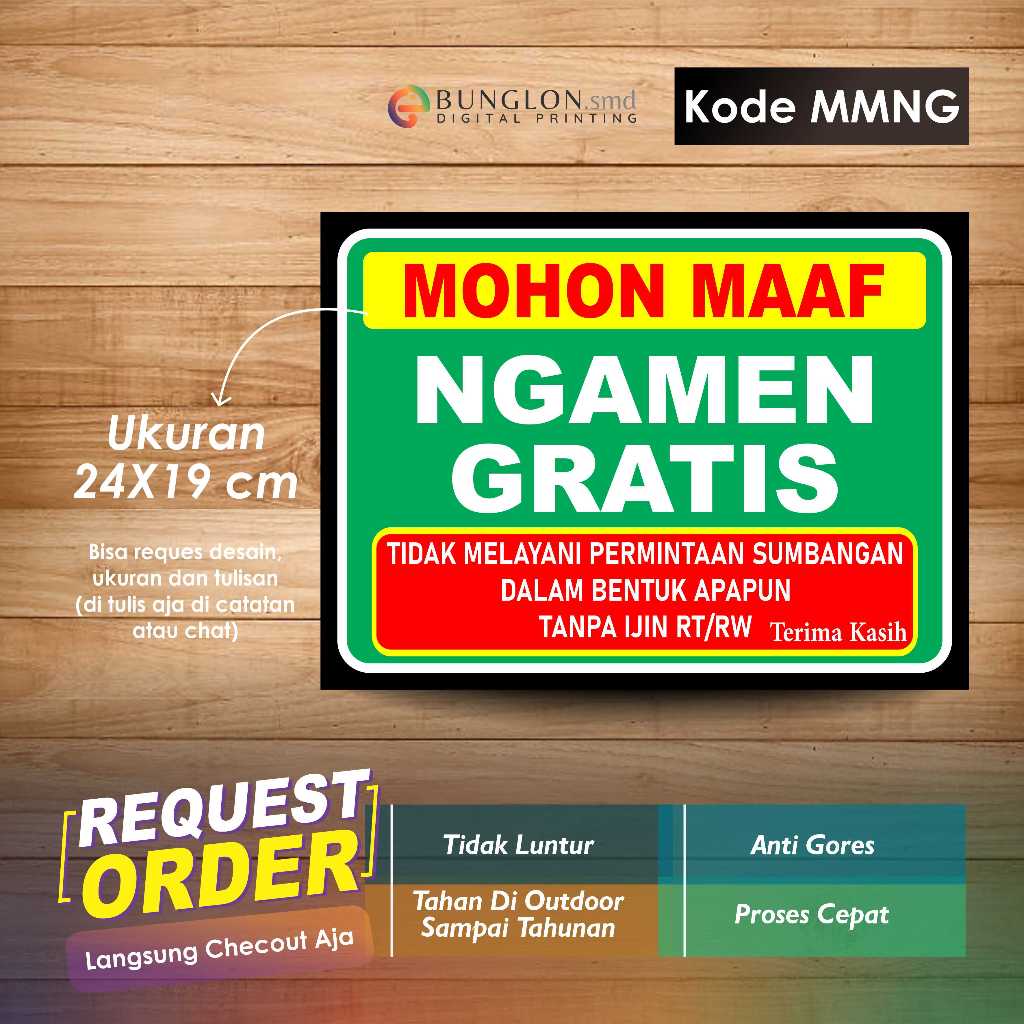 

STIKER MOHON MAAF NGAMEN GRATIS +LAMINASI KODE MMNG HIJAU