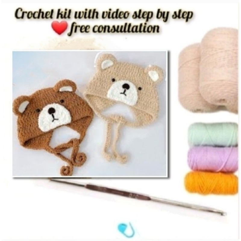 CROCHET KIT TOPI BEAR AMIGURUMI DIY PAKET RAJUT DENGAN VIDEO PEMBUATAN