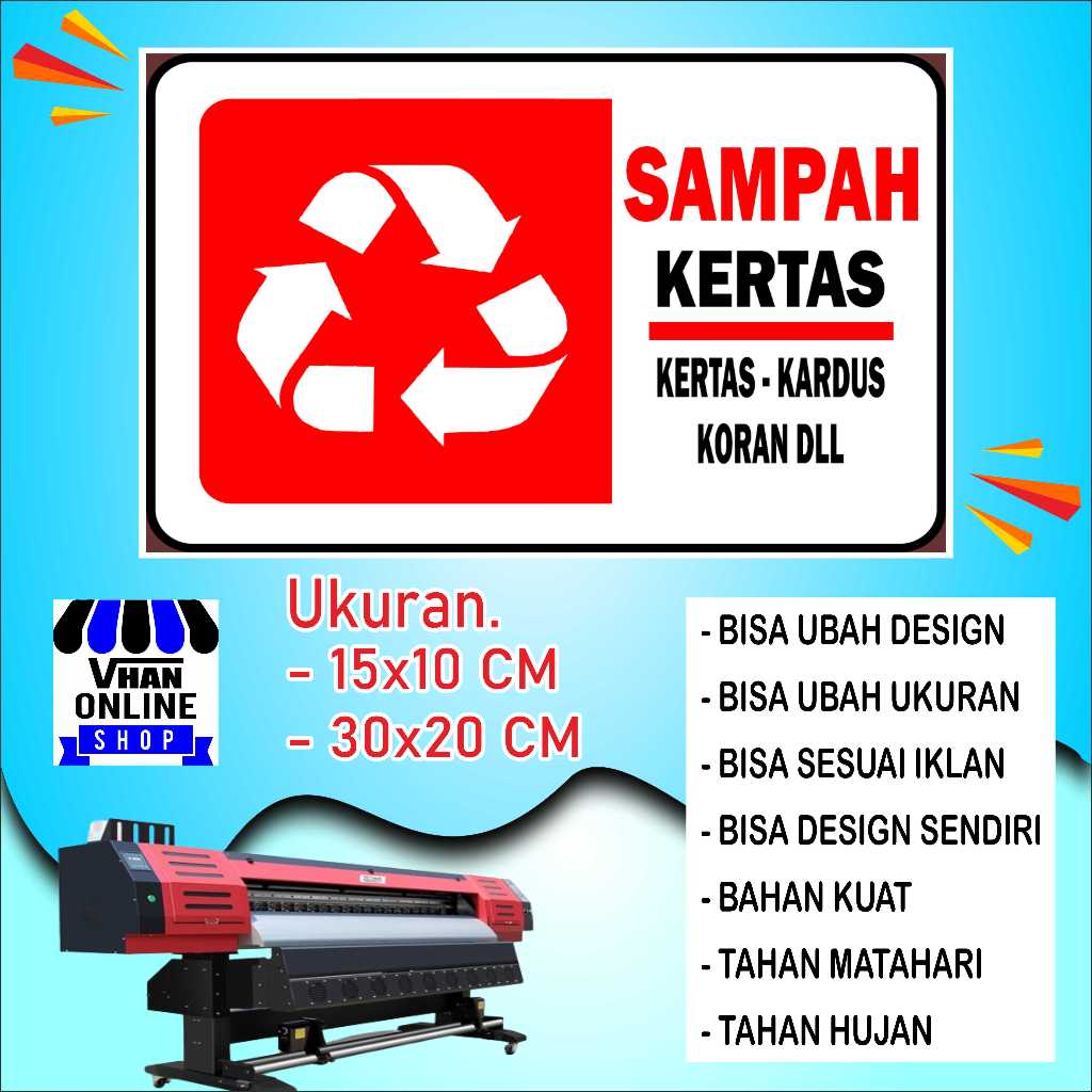 

Cetak Sticker Tempat Sampah Kertas Bahan Cerah Merah