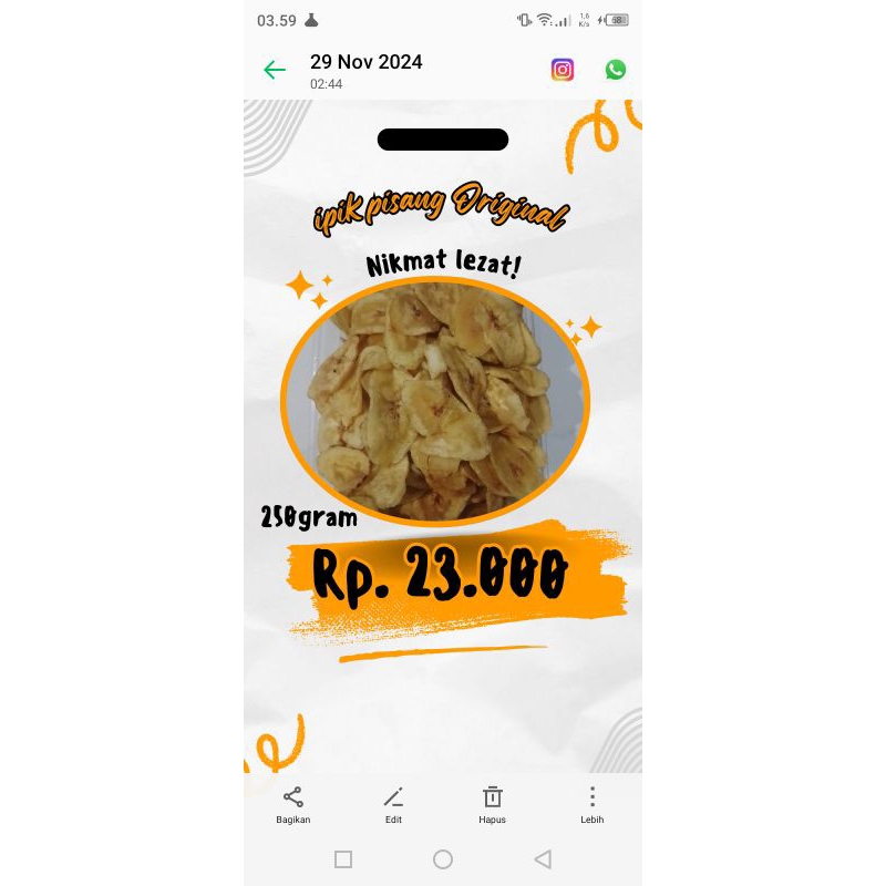 

kripik pisang original 250gram