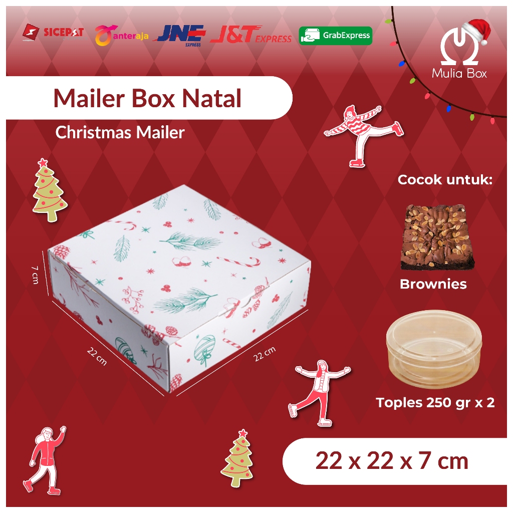 

Dus Natal Christmas Box Mailer White 22 x 22 x 7 cm ( BUNDLE 5 PCS ) / Corrugated Box Packaging Die Cut Mailer Hampers Natal