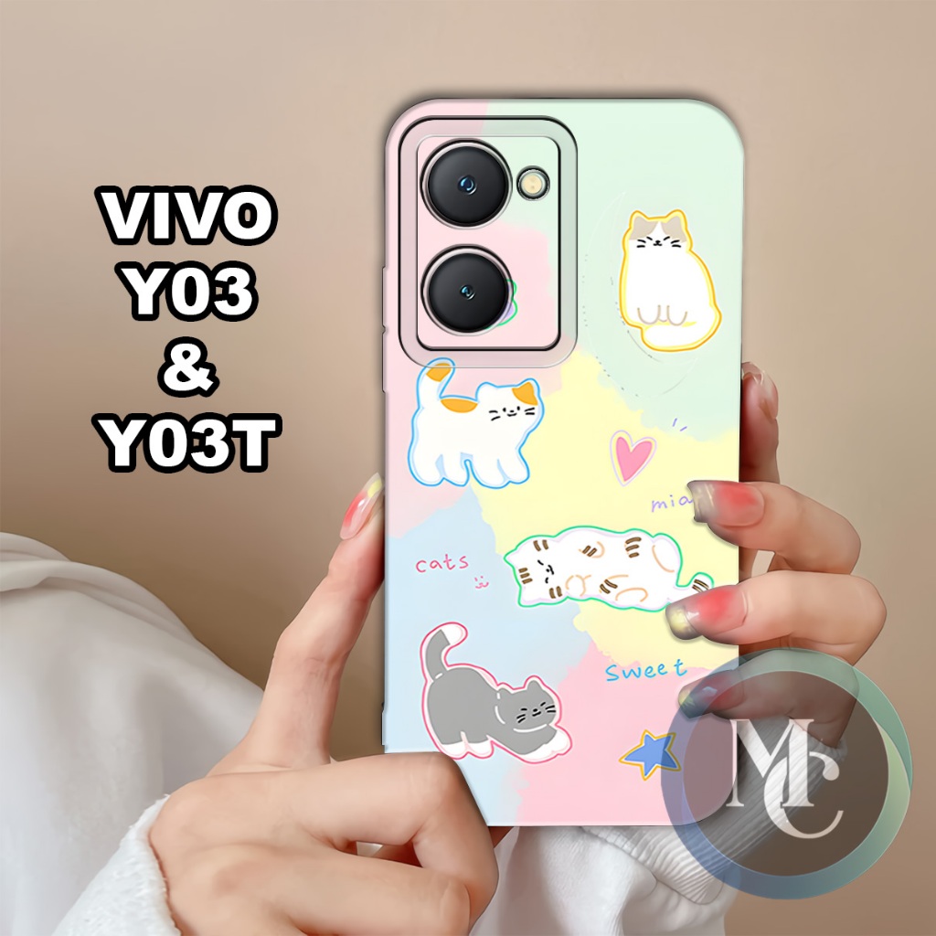CC22/ Softcase karet lentur untuk Vivo Y03 dan Vivo Y03T/Motif kucing/case Vivo Y03/kesing Vivo Y03/