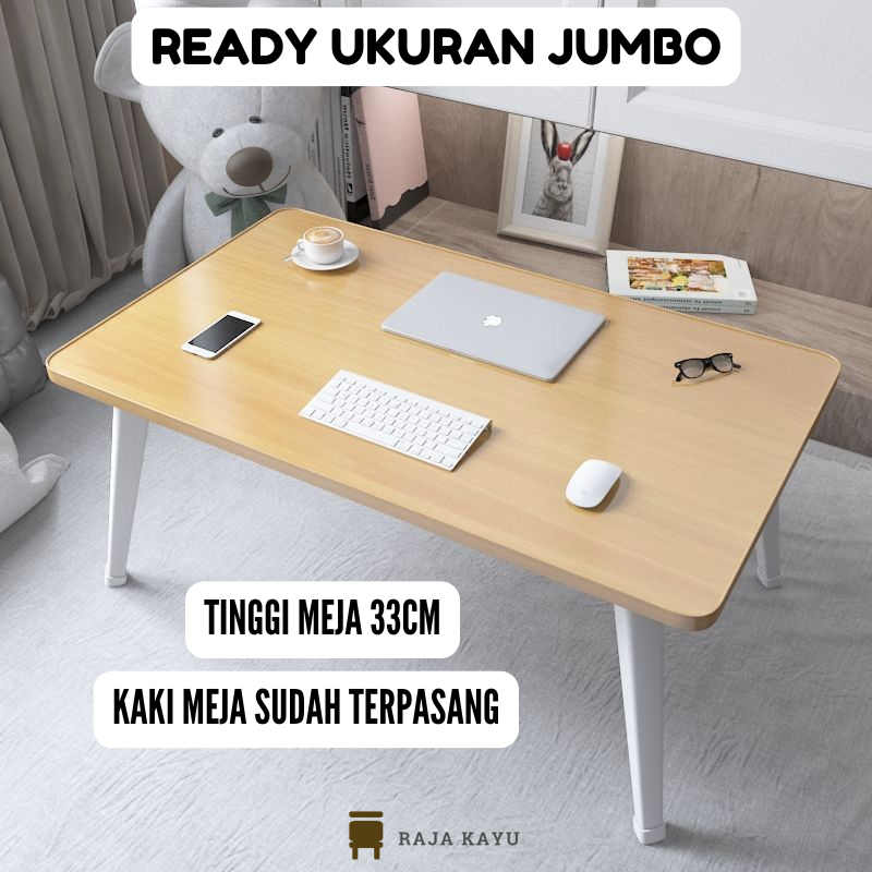 Rajakayu.id Meja Belajar Laptop Lipat Besar Aesthetic Minimalis Tinggi 33cm 100x40 80x50 80x40