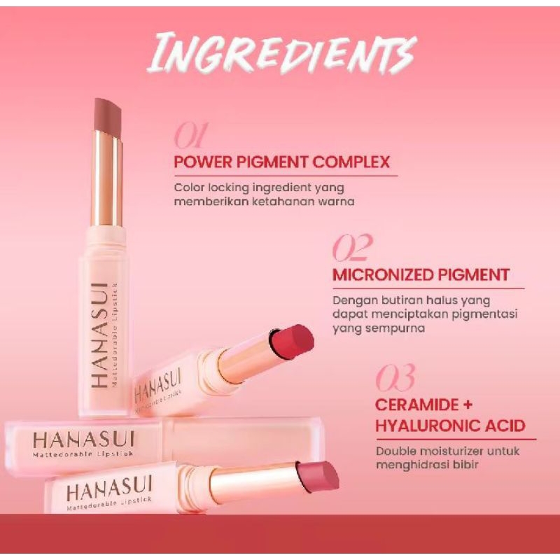 HANASUI LIPSTIK MATTEDORABLE /HANASUI LIPSTIK PADAT /LIPSTIK MATTE //LIPSTIK HANASUI