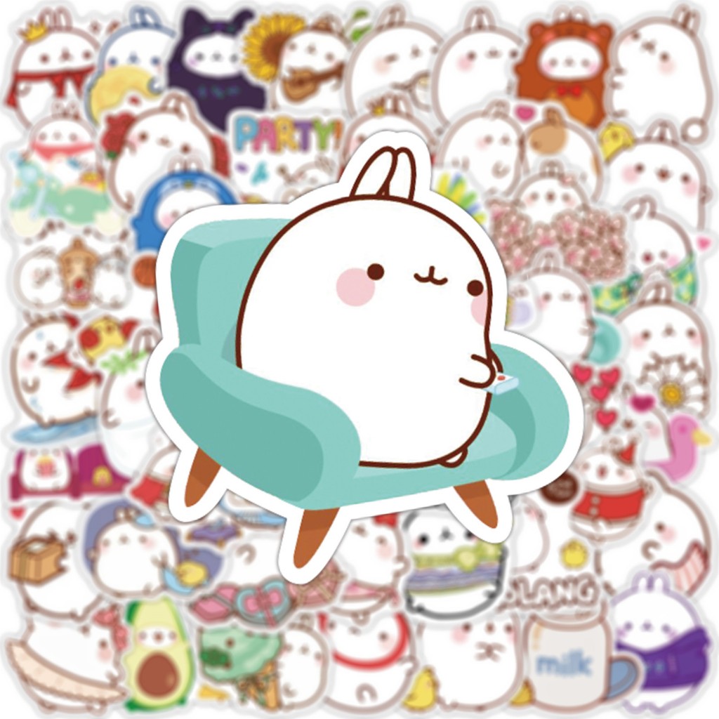 

STIKER VINIL ISI 50 PCS MOLANG KOREA ANTI AIR AESTHETIC BOTTLE PHONE LAPTOP