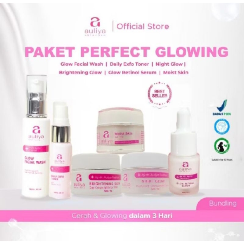 (COD)Auliya Skincare Paket Booster Glowing Plus Spesial Bunding isi 6 item Original