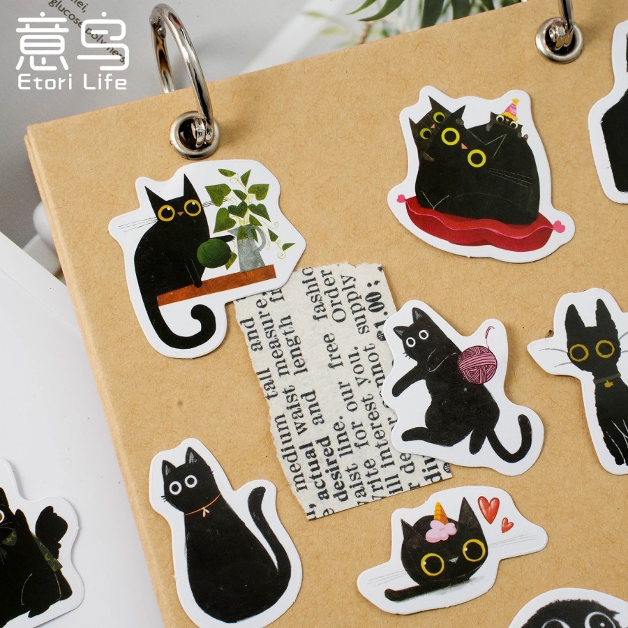 

Sticker Kucing BLACK CAT Isi 46 Lembar Deco Stiker Lucu Journal DIY