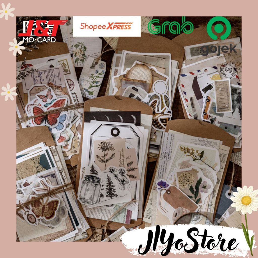 

30pcs Paper Art Set Dekor DIY Sticker Retro Vintage Craft Scrapbook Bujo Journal Jurnal Aesthetic