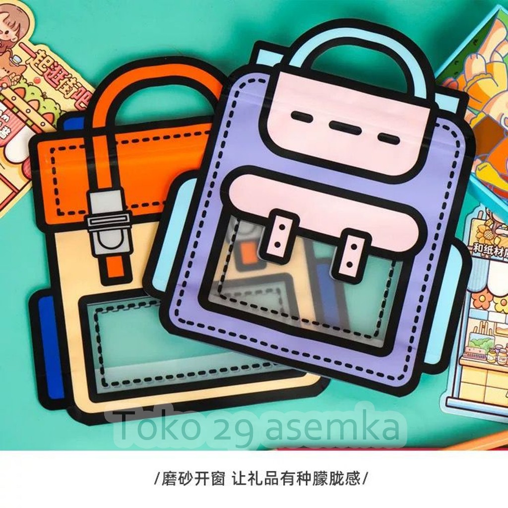 

ZIPPER MOTIF TAS RANSEL KECIL & BESAR V2 & V3 TAS KECIL BAG LOCK AMAN ANTI TUMPAH KANTONG ZIPER