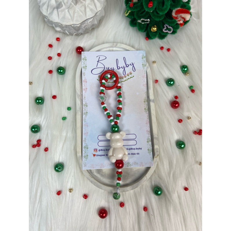 Buy.byby - Manik Kacang Tema Natal mix Bear Putih . Gantungan Hp Tema Natal| Gantungan kunci Tema Na