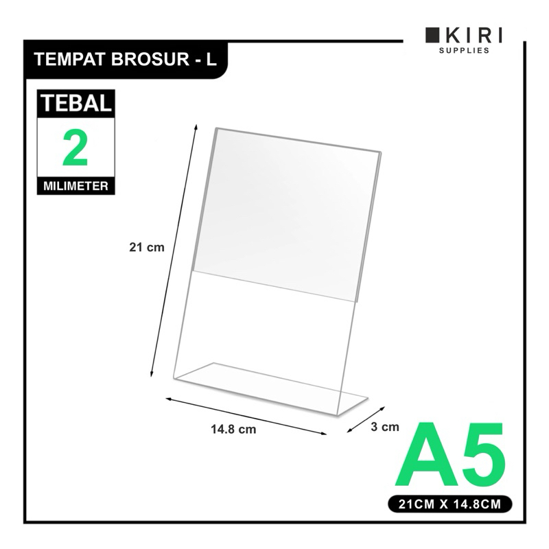 

Tempat Brosur Akrilik A5 model L / Akrilik Tent Card Tent Holder / Acrylic Qris Barcode - Tipe L