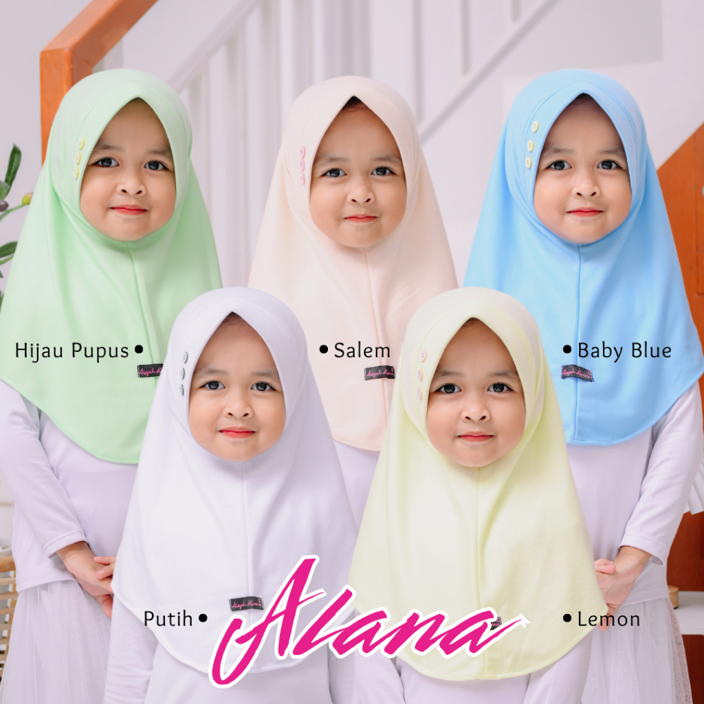 Jilbab Anak bayi murah usia 2 sampai 9 tahun ALANA bergo ped busa bahan kaos PE premium kerudung war