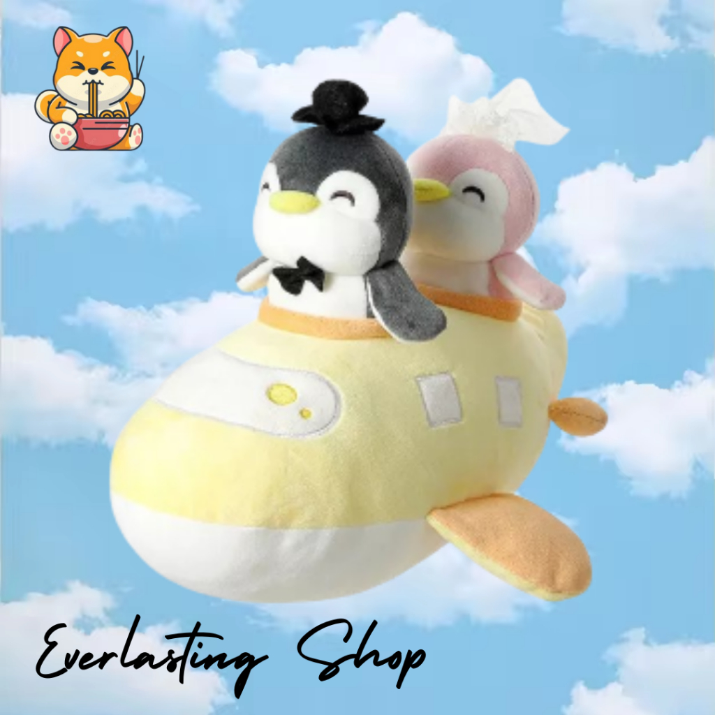 Boneka Pinguin Couple Pesawat Plush Doll Penguin Pasangan Airplane Miniso School Mainan Anak Dewasa 