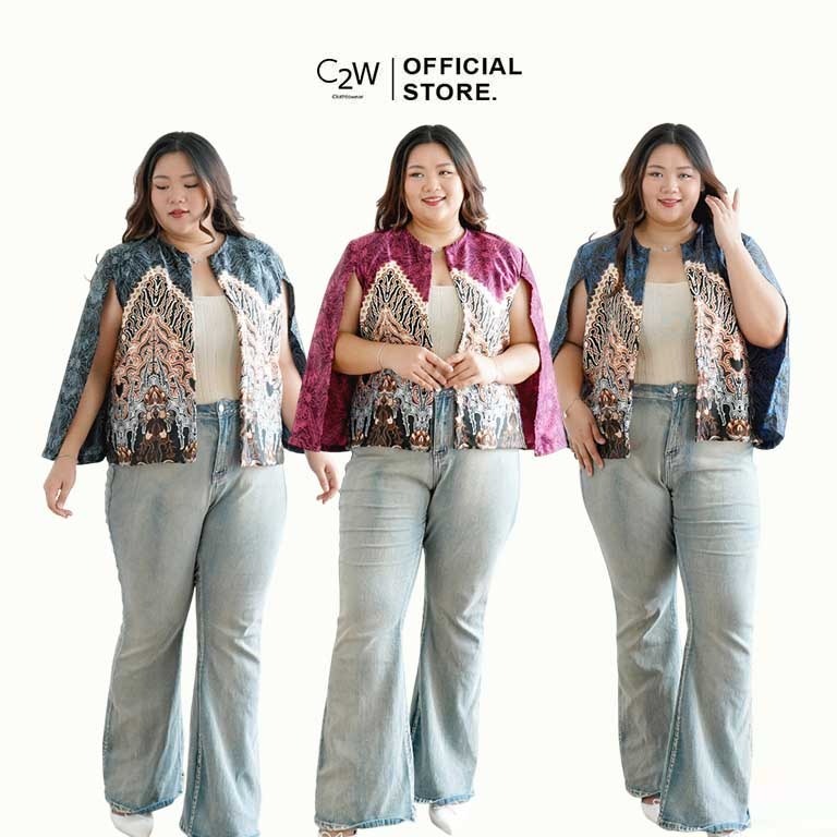 C2W Clothtowear XXL Blazer Outer Batik Wanita All Size Satin Women's Clothes Elegant BIG SIZE 651-TB