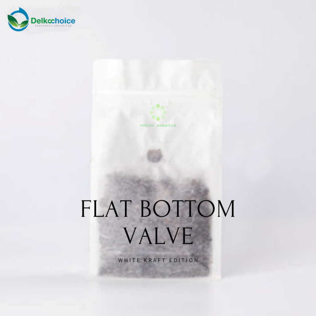 DELKOCHOICE FLAT BOTTOM WHITE RICE PAPER KRAFT VALVE COFFEE BEAN BAG