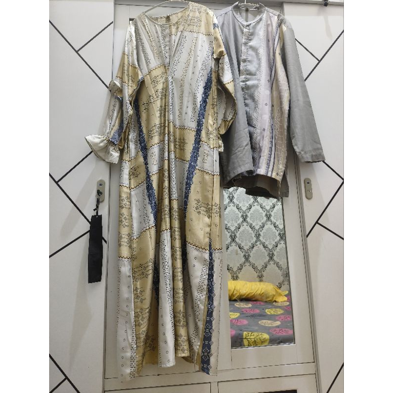 preloved set cople vanilla hijab raya dress & koko