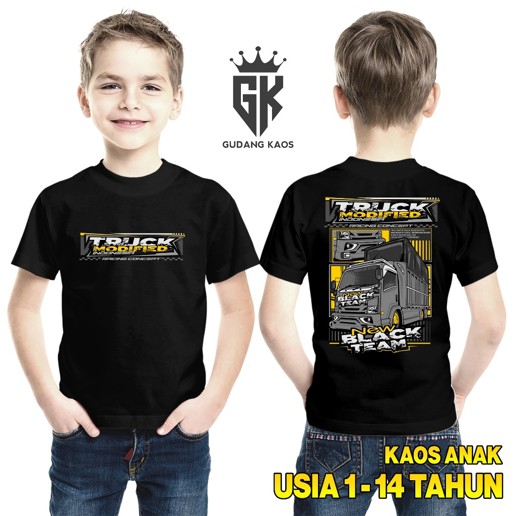 Gudang Kaos Anak Motif Truck Modified The Black Team - Baju Anak Usia 1-14 Tahun - Kaos Truck Oleng 