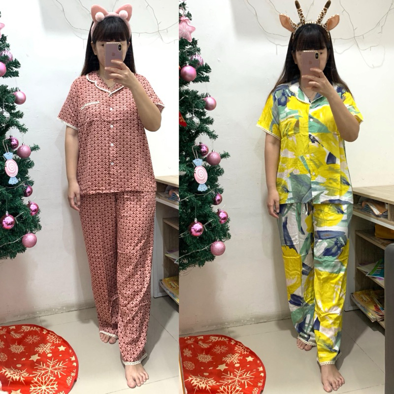 [BEST SELLER] WENGGO - RENDA Set CP ( MOTIF CAMPUR ) Rayon Premium Baju Tidur Lengan Pendek Celana P