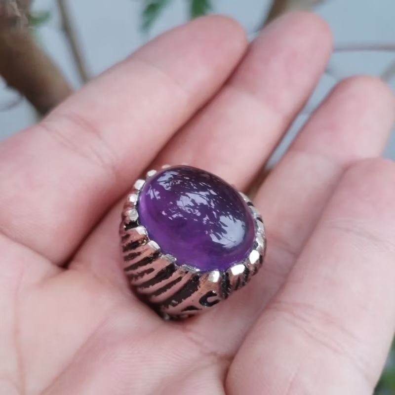 cincin batu akik kecubung ametys body glas original