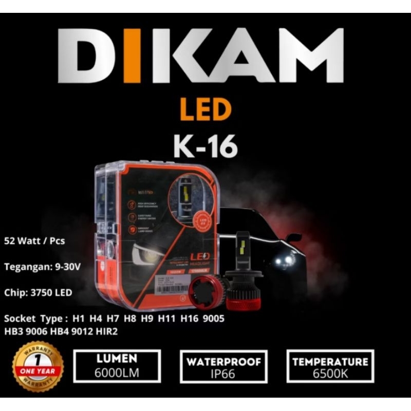 Led DIKAM soket HB4, Sepasang, Super Terang