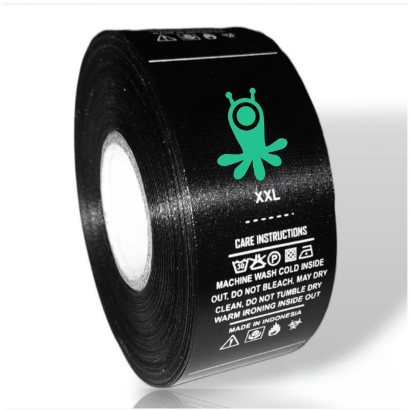 

label baju tag wash dasar hitam satin 3,2cm minimal 500pcs