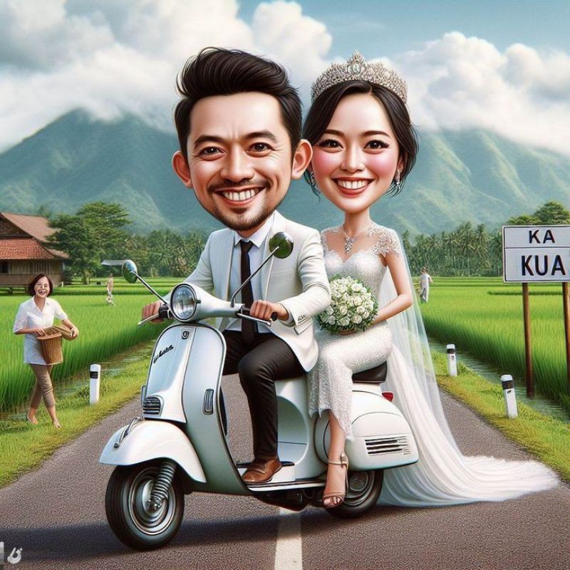 Jasa Ilustrasi Karikatur untuk KADO Wedding,  Ilustrasi Lucu, wisuda dll