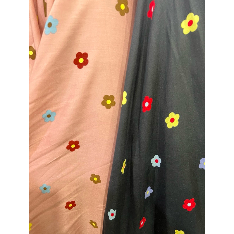 kain katun rayon viscose premium motif bunga daisy terbaru best seller