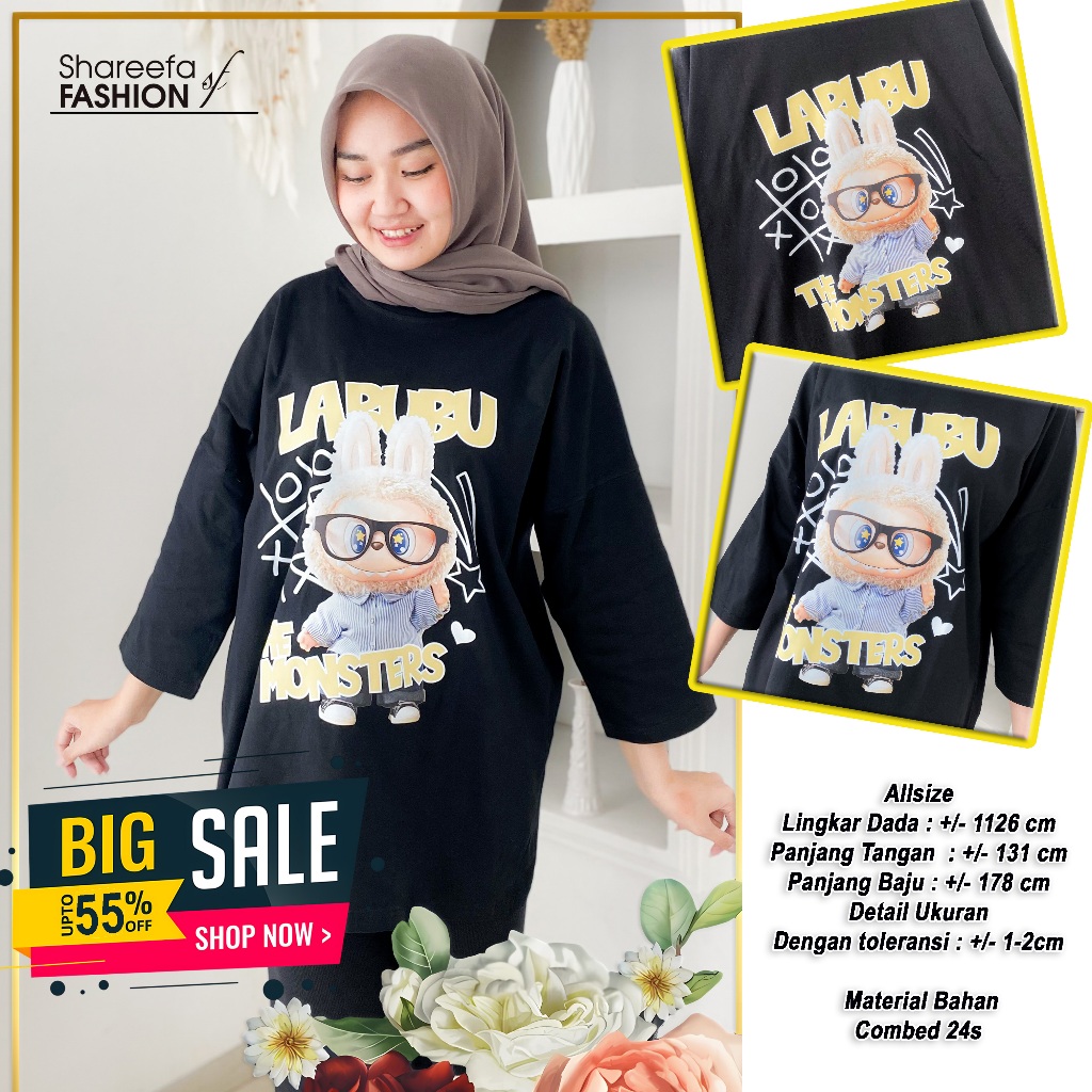 Kaos Oversize Labubu - Kaos Wanita | Kaos Oversize Wanita | Kaos Oversize Wanita Lengan Panjang