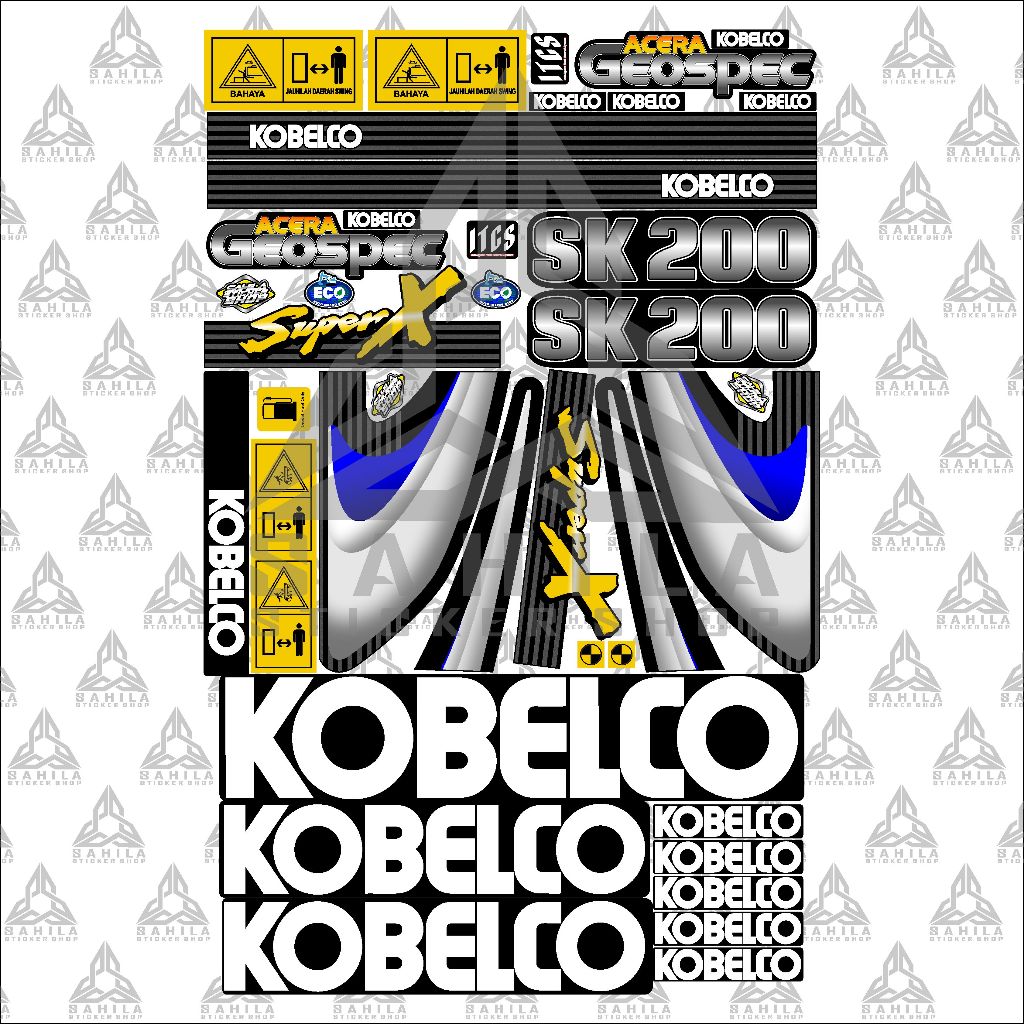 STIKER BODY ALAT BERAT KOBELCO SK200 EXAVATOR KOBELCO STIKER KOBELCO GEOSPEC SK 200 ECO