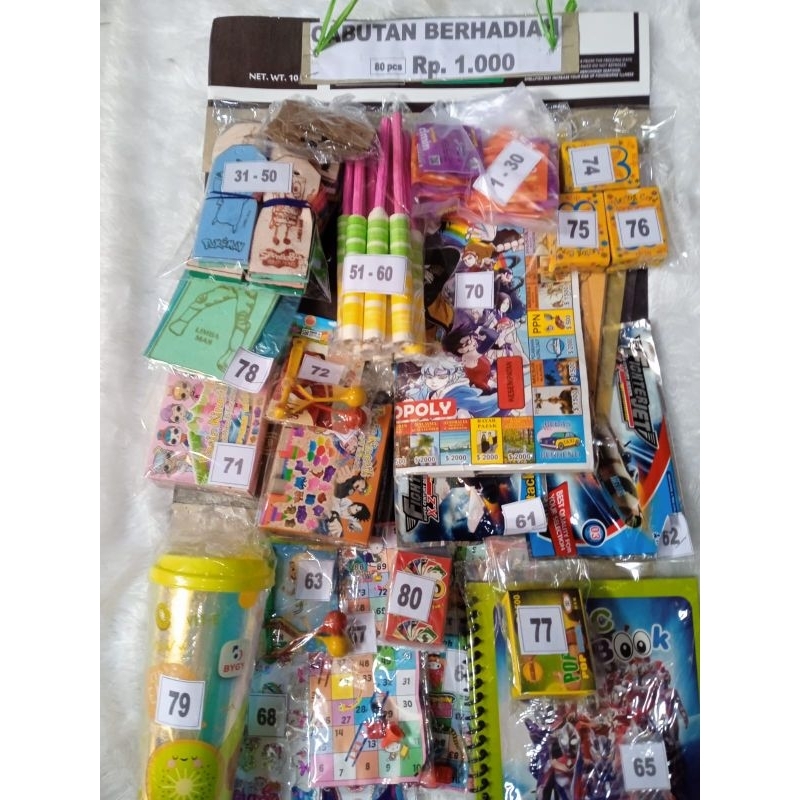 MAINAN KUPON CABUTAN TERMURAH (ISI 80KUPON) SEMUA PASTI DAPAT HADIAH ANTI ZONK