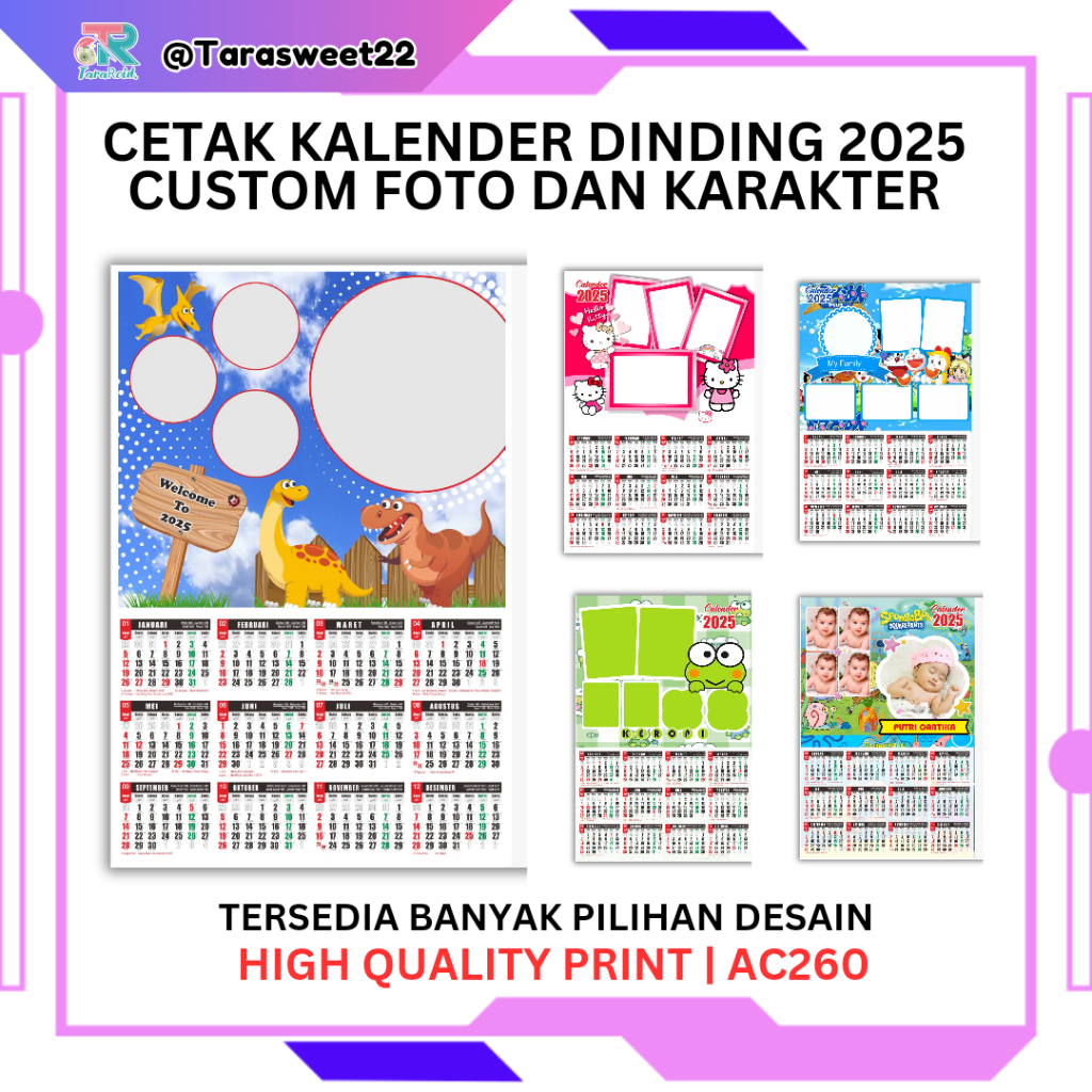 

(PROMO) Cetak Kalender Dinding 2025 Custom Foto dan Karakter - free desain