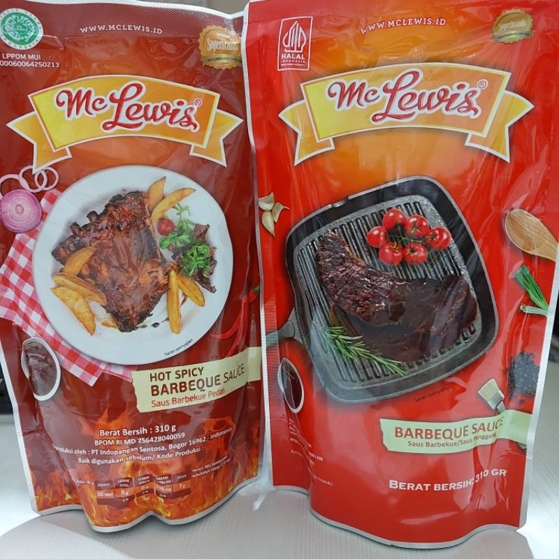 

Saus BBQ, BBQ Pedas Mc Lewis Kemasan Pouch 310gr