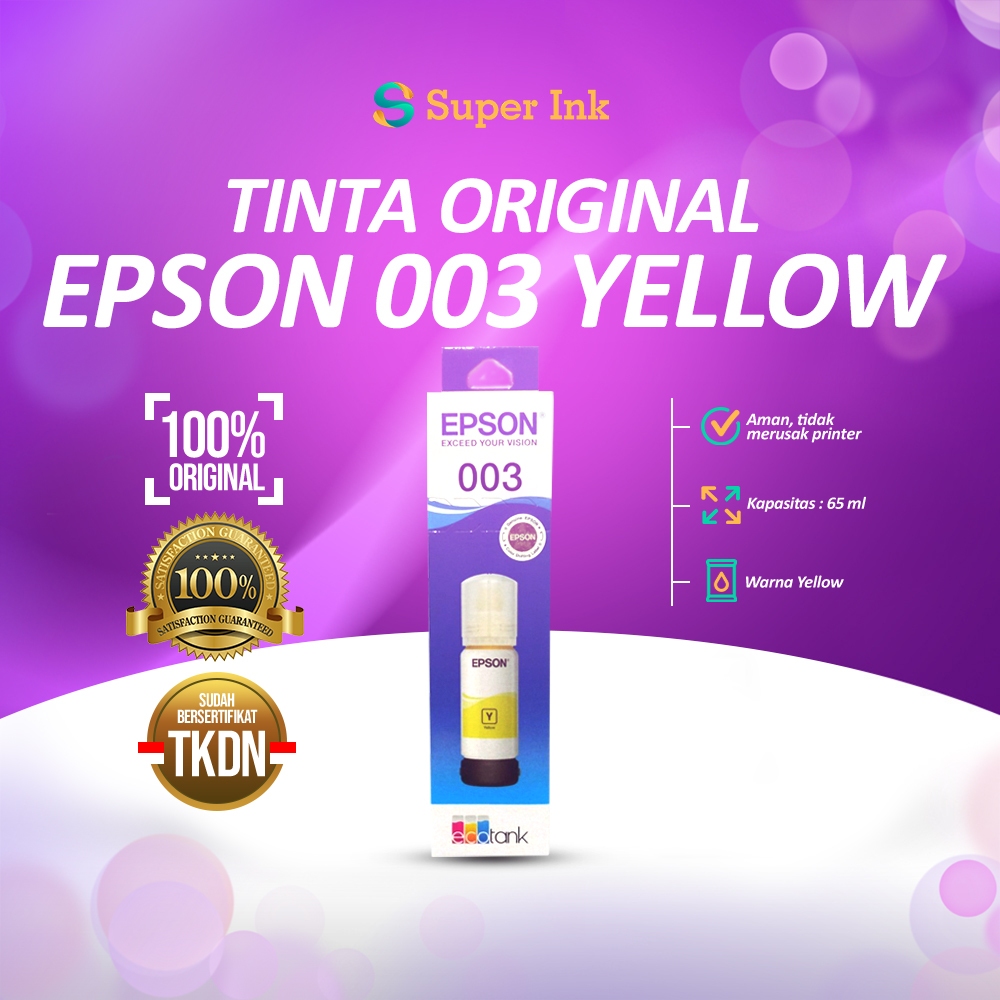 Tinta Printer Epson 003 Yellow Original Tinta Printer L6460 L6490 L15150 L15160 L15180 M15140 M15180