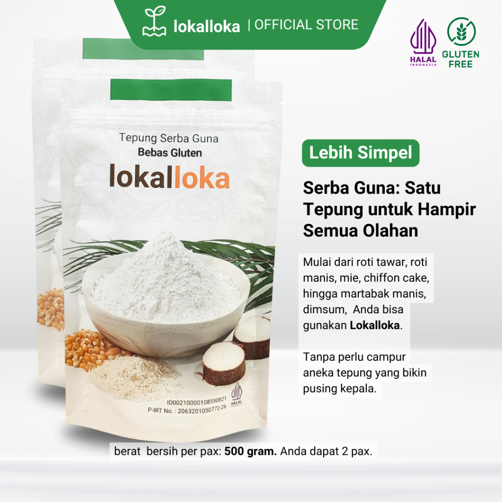 

ADY78 Tepung Serba Guna Gluten Free Lokalloka 1kg Pengganti Terigu