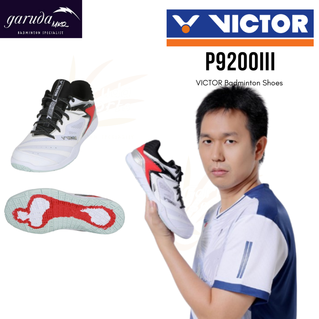 SEPATU BADMINTON VICTOR P9200 III AC / VICTOR P 9200 GEN 3 WHITE BLACK