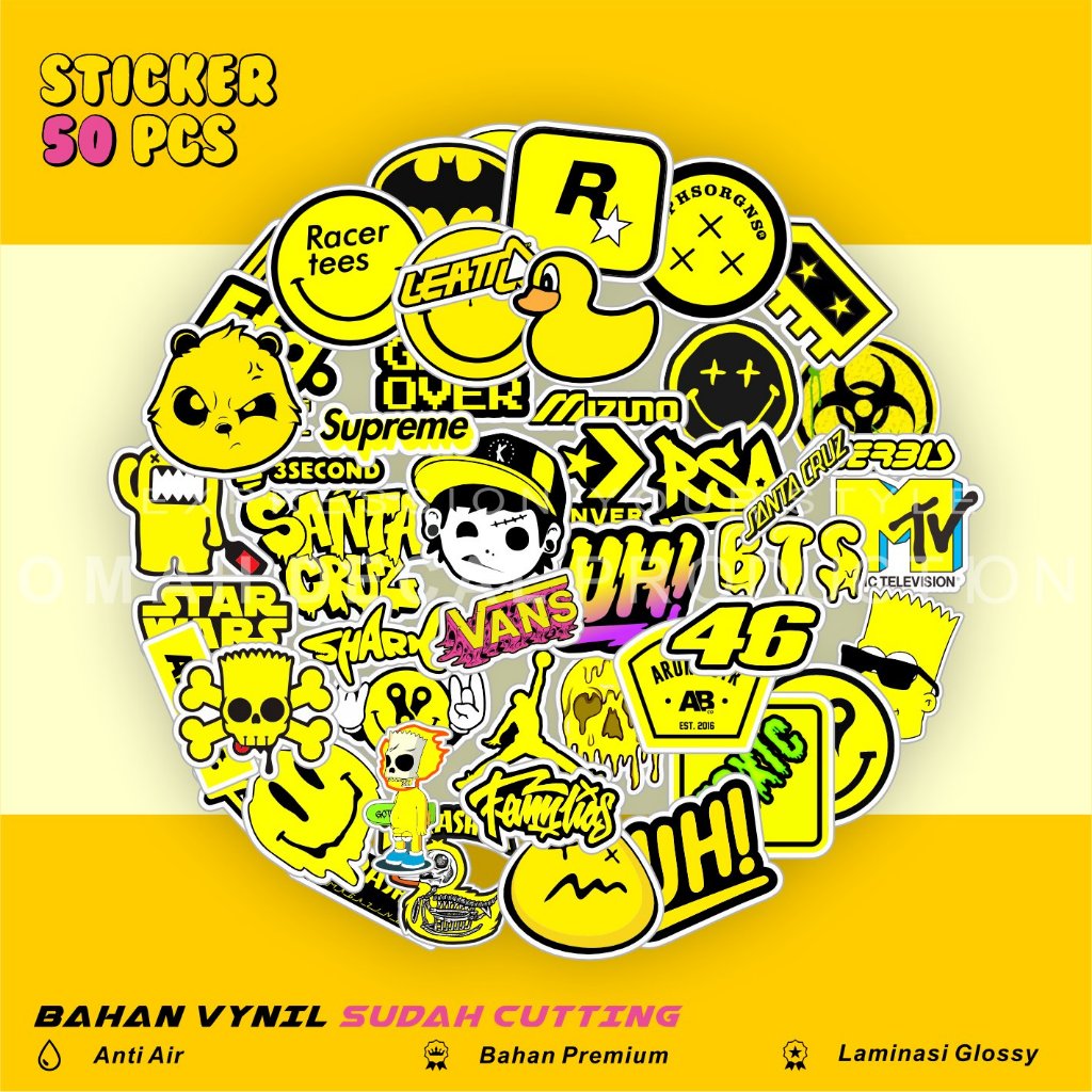 

Sticker pack Distro lokal Variasi Kuning Anti Air Terbaru - Tahan Air, Bahan Vinyl, 100% Original