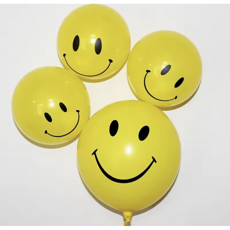 Balon Latex Print Smile Emoji Senyum Kuning 12inch