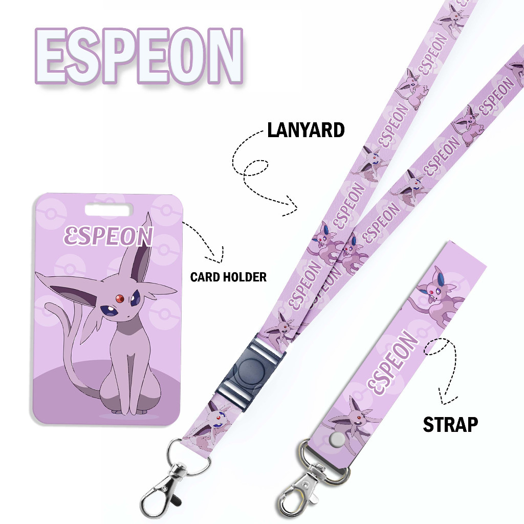 

STRAP LANYARD CARD HOLDER Espeon pokemon character Gantungan Kunci - Handphone - ID Card