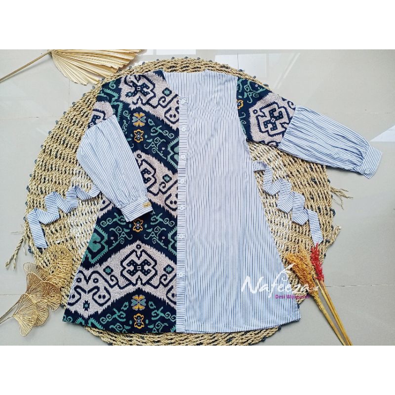 Seragam Guru Karyawan Batik Kombinasi Baju Tunik Blouse Koko Kemeja Garis Garis Jahit Custom