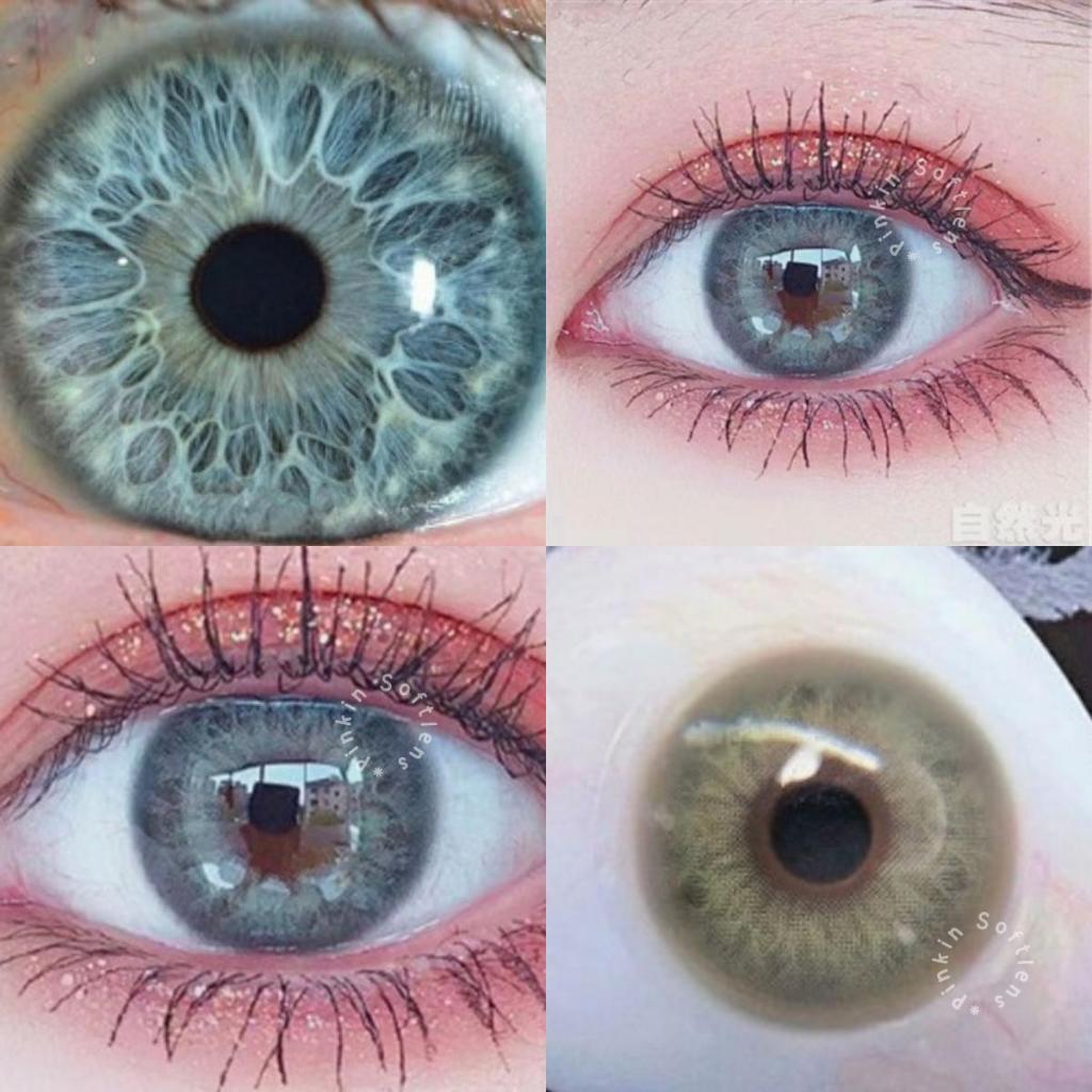 PINKINSOFTLENS My Bollycon DNA Green Hijau Normal -0.00 1 Pasang Lensa Kontak Warna Diameter 14.2mm 