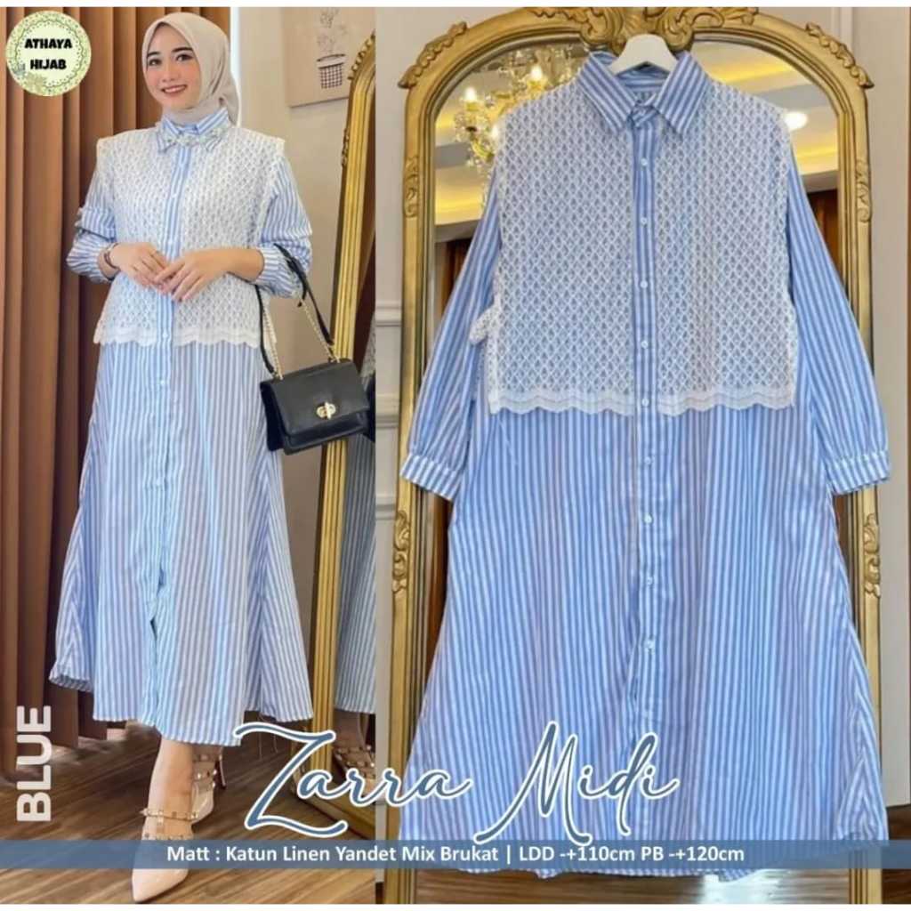 Midi dress salur brukat / zarra mdii dress brukat / MIDI DRESS KATUN SALUR MIX BRUKAT / DRESS MUSLIM