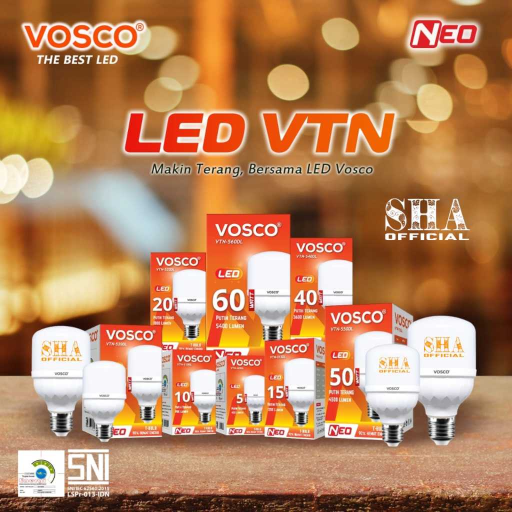Lampu Led VOSCO Tabung NEO 5W 10W 15W 20W 30W 40W 50W 60W Super Terang Setara Hannoch