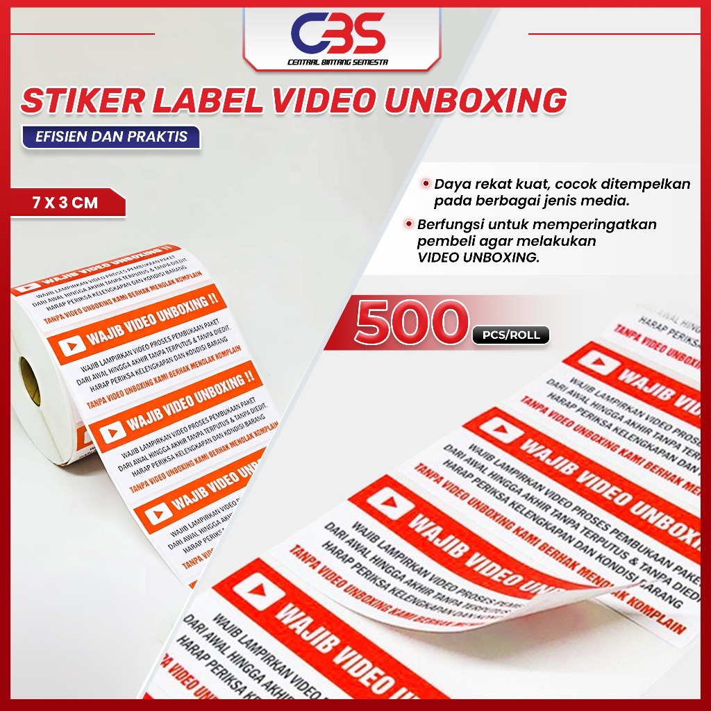 

Label Sticker FRAGILE Wajib Video Unboxing Stiker Perhatian untuk Online Shop 70x30 isi 500