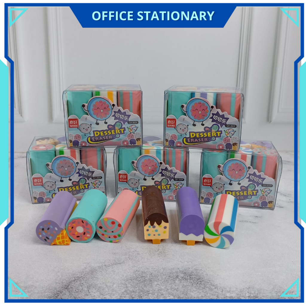 

OFS 1 SET ISI 6 PCS Penghapus Batangan Anak Sekolah Motif Lucu / Cute Eraser