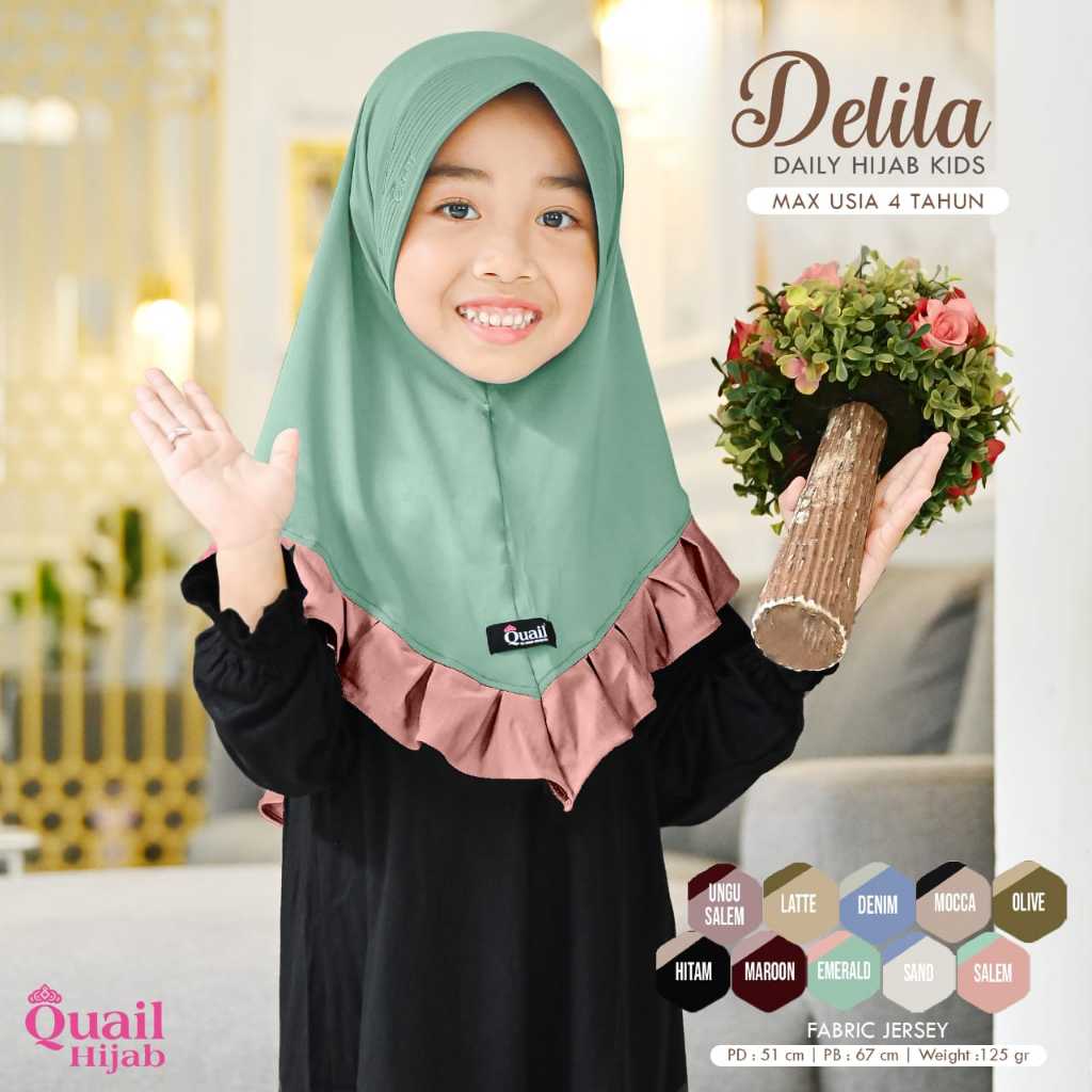 Delila Jilbab anak Original Quail Hijab Anak Jersey Daily Hijab Kids Quail